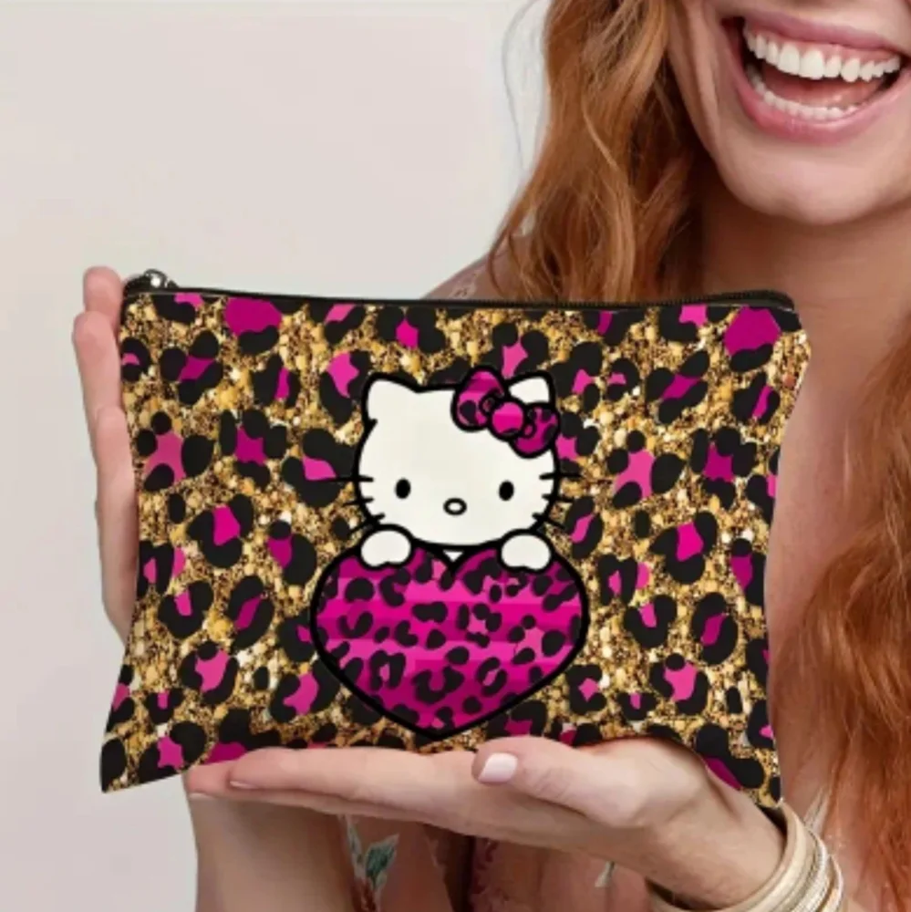 Hello Kitty Pink and Gold Patterned Cosmetic Bag